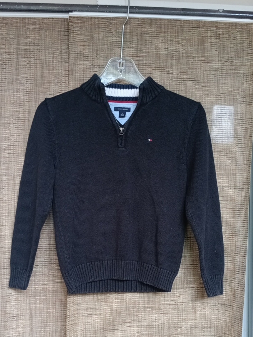 Tommy Hilfiger Boy’s Black Half-Zip Knit Cotton Pullover